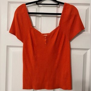 Anthropologie Vibrant Orange Short Sleeve Top